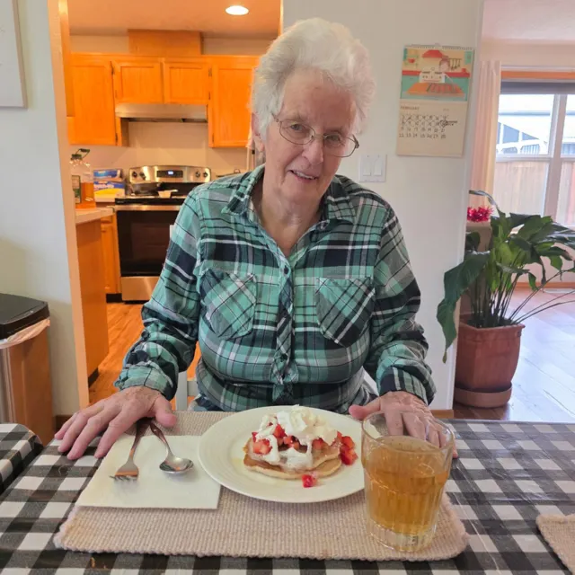 Resident enjoying lunch at home at AAA Shepherd’s Care Home