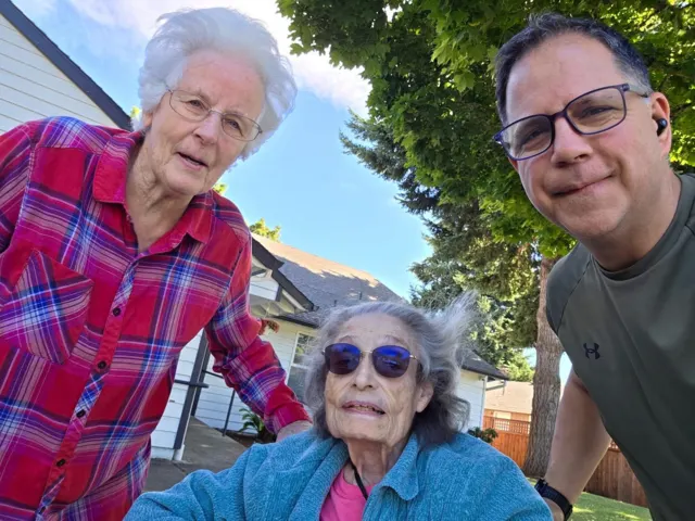 Residents and staff enjoying time outdoors at AAA Shepherd’s Care Home